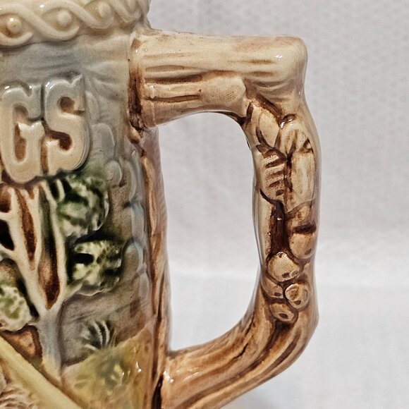 Vtg Six Flags Beer Stein Mug Log Flume Train & Car 3D Embossed Design Japan - Picture 8 of 12